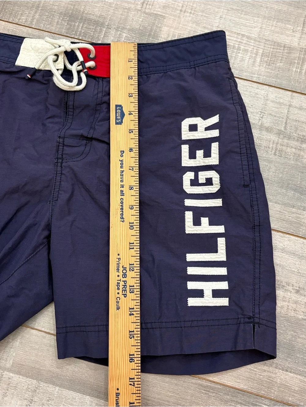 Tommy Hilfiger Mens Swim Trunks Size Small Board Shorts Spell Out Lined Blue